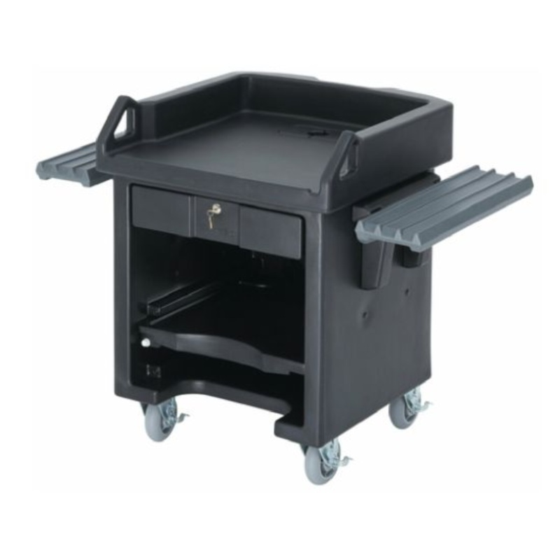 Cambro VCSWR110 Black Plastic Versa Cart with Standard Casters and Dual Tray Rails