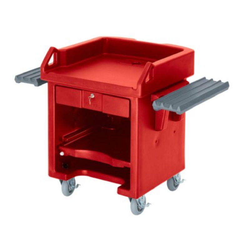 Cambro VCSWR158 Hot Red Mobile Versa Cart with Standard Casters and Dual Tray Rails