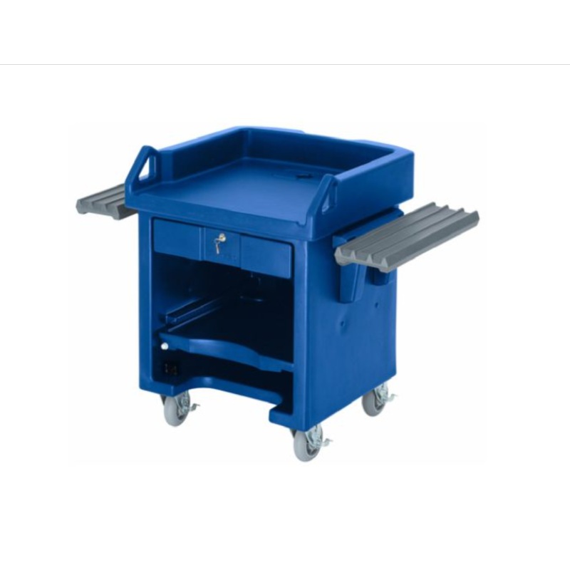 Cambro VCSWR186 Navy Blue Plastic Mobile Versa Cart with Standard Casters and Dual Tray Rails