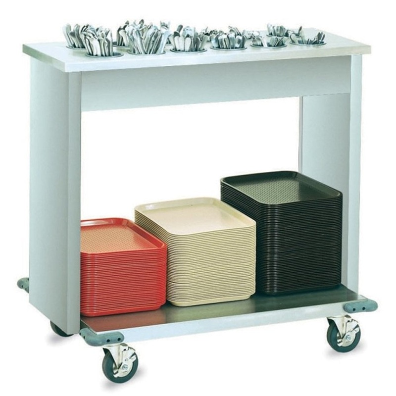 Vollrath 99305 4-Series Signature Server Tray and Flatware Cart with Stainless Steel Counter