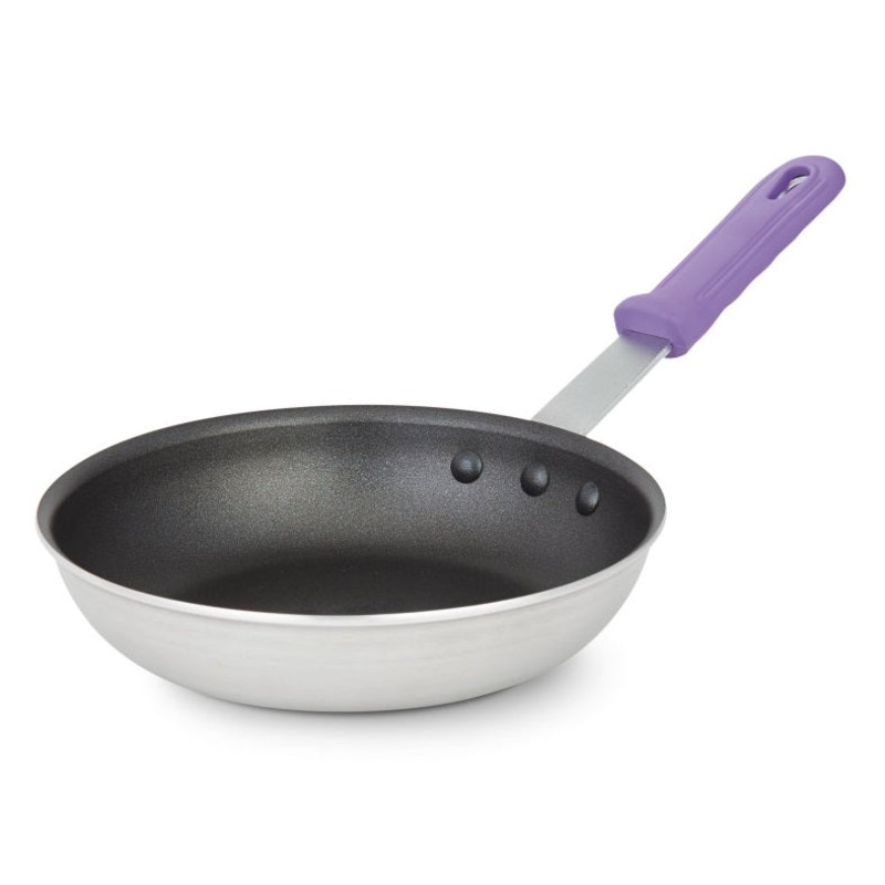 Vollrath T400880 Wear-Ever Aluminum Fry Pan with Purple Silicone Handle 8" - 6/Case
