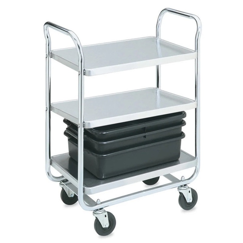 Vollrath 97166 Thrift-I-Cart 3 Shelf Utility Cart / Bus Cart 28"L x 16"W x 36"H - Chrome-Plated - 400 lb. Capacity