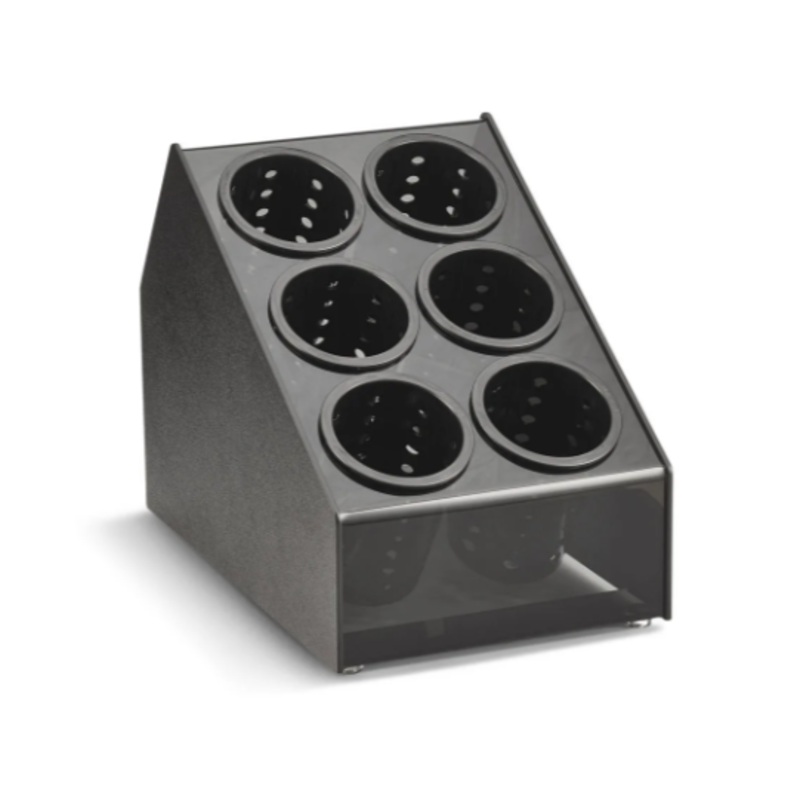 Vollrath CTFWH-6B 6 Cylinder Flatware Holder - 10 1/8" x 14 7/8" x 14 1/8", Plastic, Black