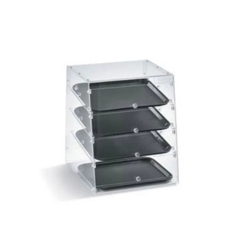 Vollrath KDC1418-4R-06 Countertop Knock-Down 4-Tray Slant Front Acrylic Bakery Display Case with Split Rear Door Doors
