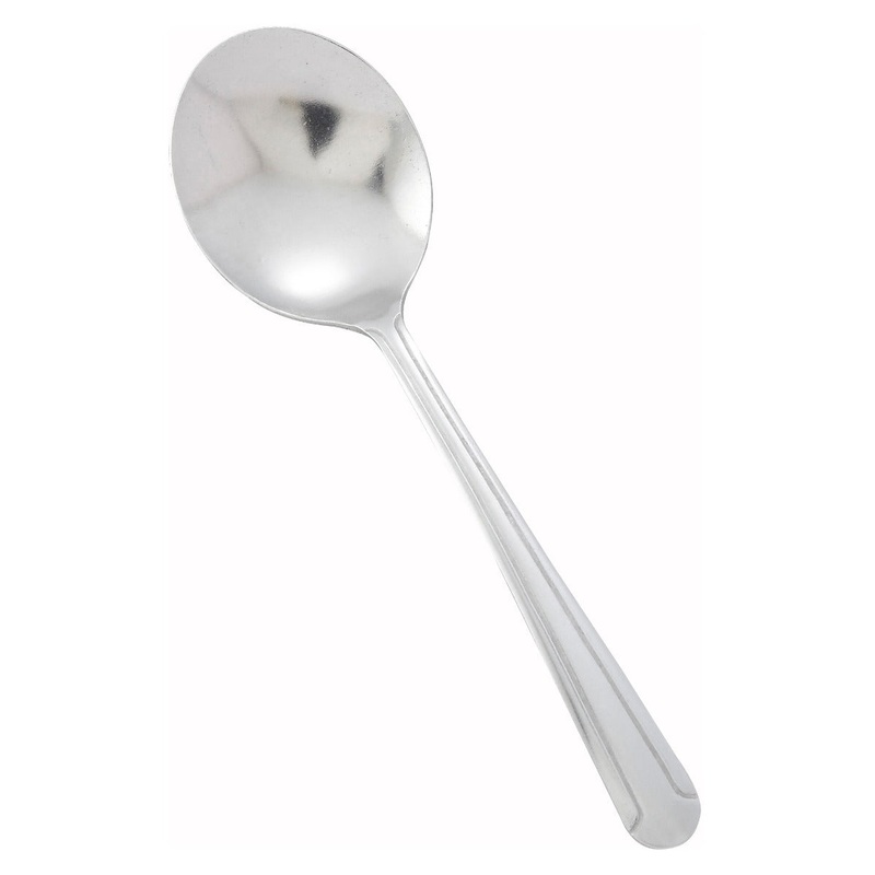 Winco 0001-04 Dominion 18/0 Stainless Steel Medium Weight Bouillon Spoon 6" - 600/Case