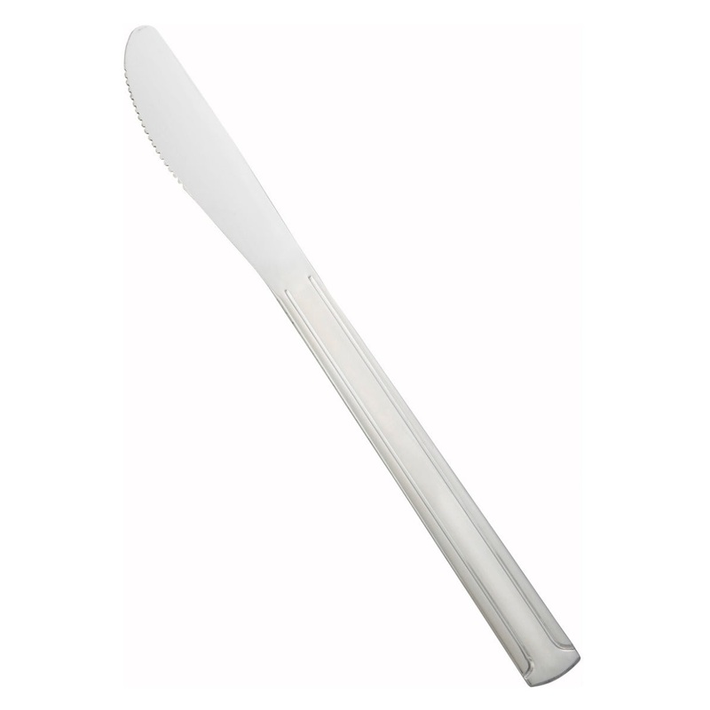 Winco 0001-08 Dominion 18/0 Stainless Steel Medium Weight Dinner Knife 8" - 300/Case