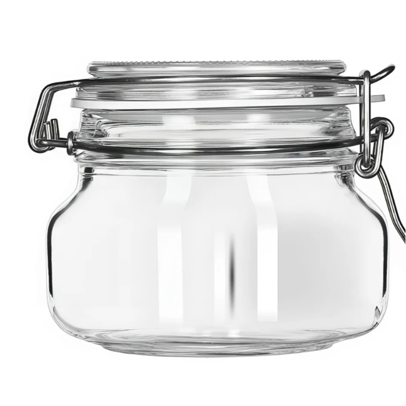 Libbey 17208836 17 oz Glass Jar - Clamp Lid, Large Opening, Rubber Seal