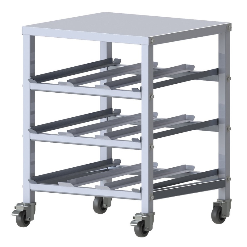 Winco ALCR-3M FIFO Aluminum Under-Counter Mobile Can Rack 33-1/2"H - (36) #10 or (45) #5 Can/Capacity