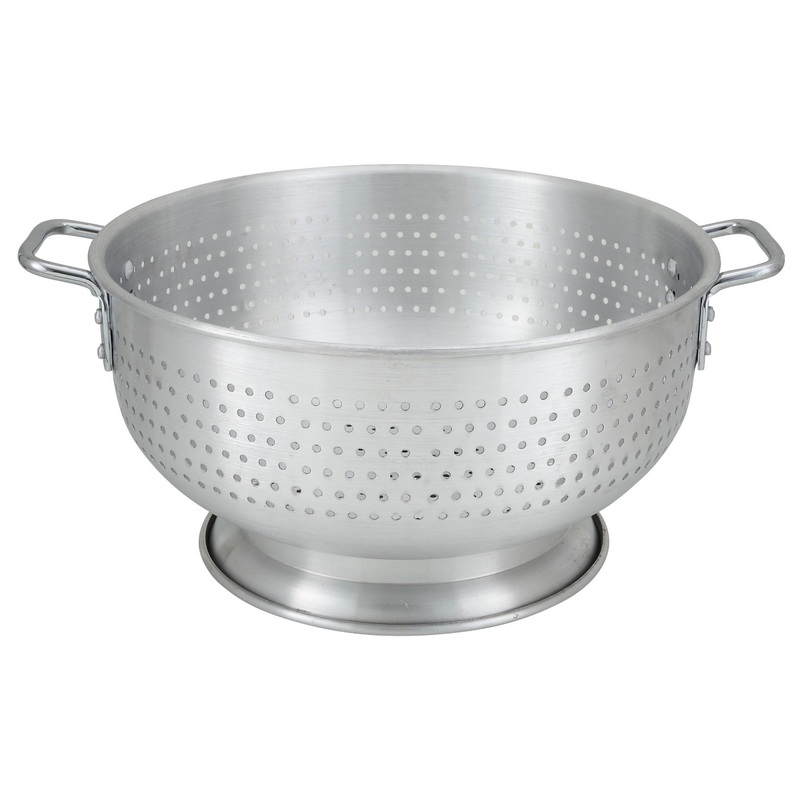 Winco ALO-16BH Aluminum Colander with Base & Handles 16 qt. - 4/Case