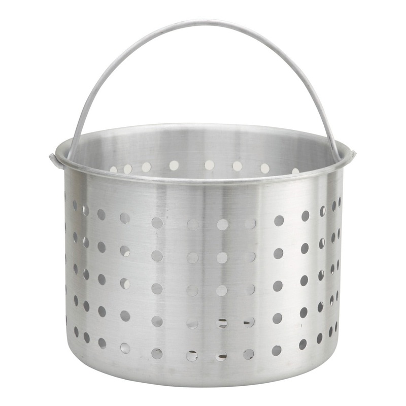 Winco ALSB-32 Aluminum Stock Pot Steamer Basket with Bail Handle 32 qt.