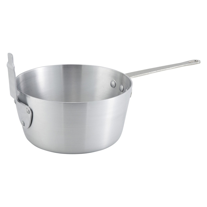 Winco ALSP-10 Aluminum Fryer/Pasta Pan with Front Hook and Riveted Handle 10 qt. - 6/Case