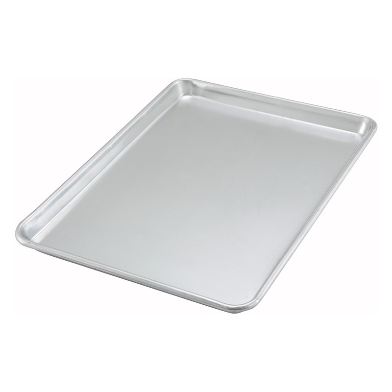 Winco ALXP-1318 20-Guage Aluminum Closed Bead Rim Bun / Sheet Pan / Serving Tray 18" x 13" - 1/2 Size - 12/Case
