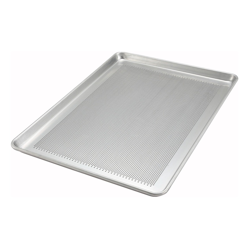 Winco ALXP-1826P 18-Guage Aluminum Closed Bead Rim Perforated Bun / Sheet Pan 26" x 18" - (1/1) Full Size - 12/Case