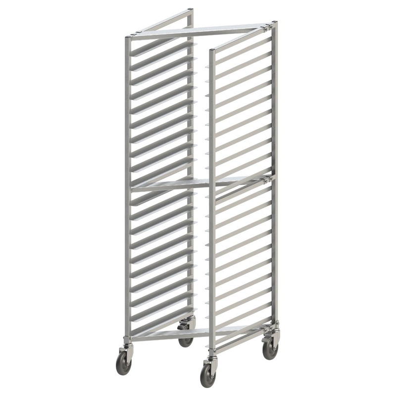 Winco ALZK-20BK Z-Rack Aluminum Mobile Full-Height Front Loading 20-Tier Nesting Sheet Pan Rack 70"H - (20) Full-Size Pan/Capacity - Unassembled