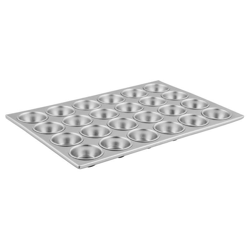 Winco AMF-24 Aluminum 24 Cup Muffin Pan 20-1/2"L x 14"W - 3 oz. Capacity Per Cup - 12/Case