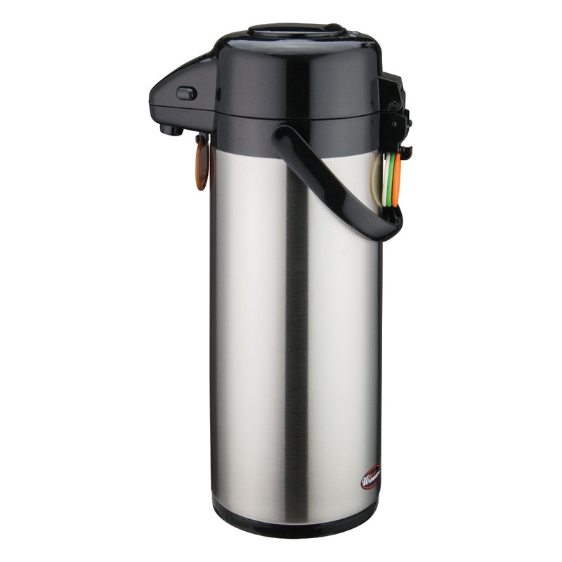 Winco APSP-930 Stainless Steel Lined Airpot with Push Button 3-Liter