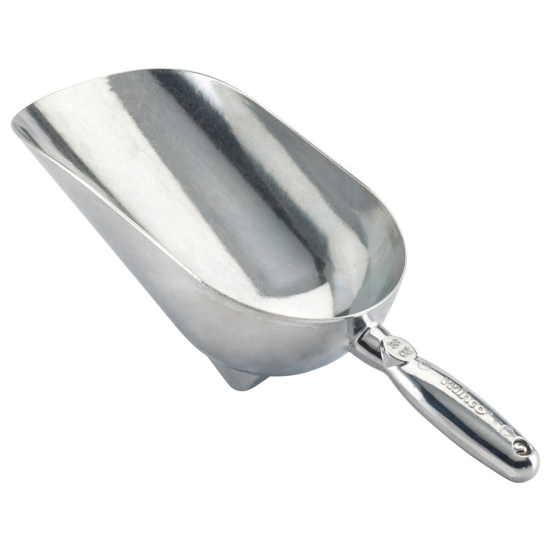 Winco AS-38 Aluminum Scoop with Stabilizing Feet 38 oz. - 48/Case