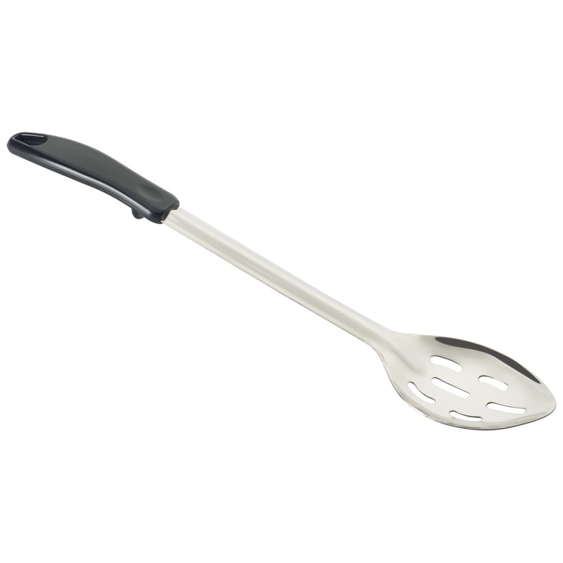 Winco BHSP-15 Stainless Steel Slotted Basting Spoon with Stop-Hook Polypropylene Handle 15" - 120/Case