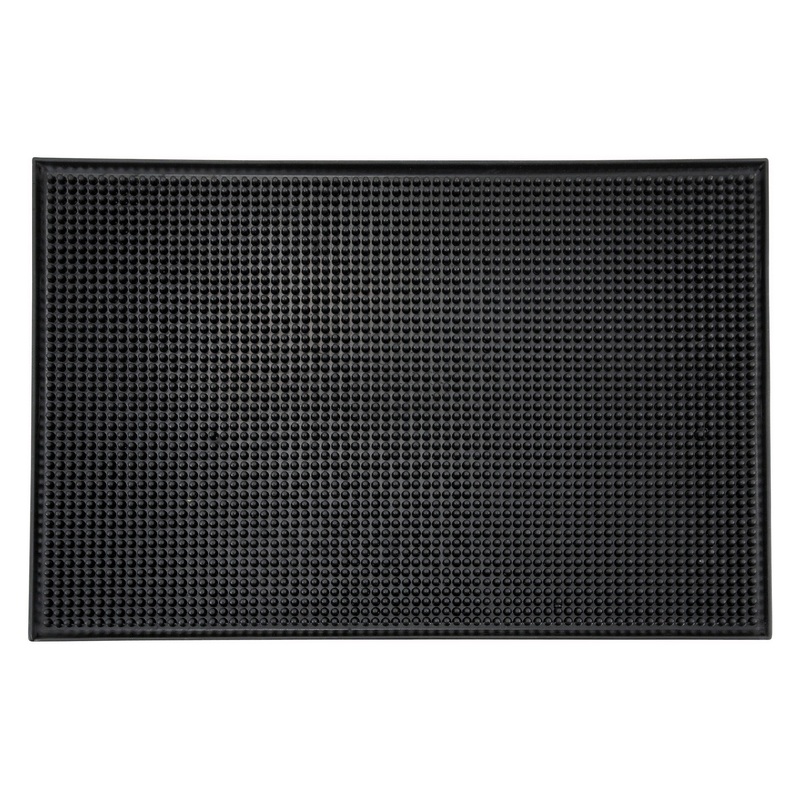 Winco BM-1812K Rubber Bar Service Mat 18" x 12" - Black - 12/Case