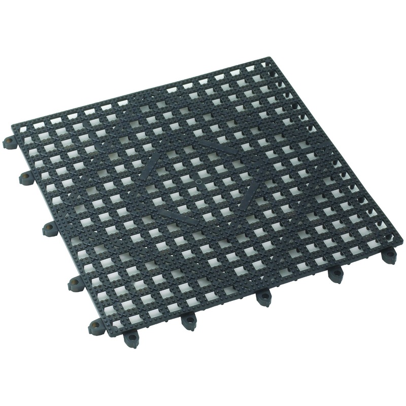 Winco BML-12K Plastic Lightweight Interlocking Bar Mat 12" x 12" - Dark Smoke - 12/Case