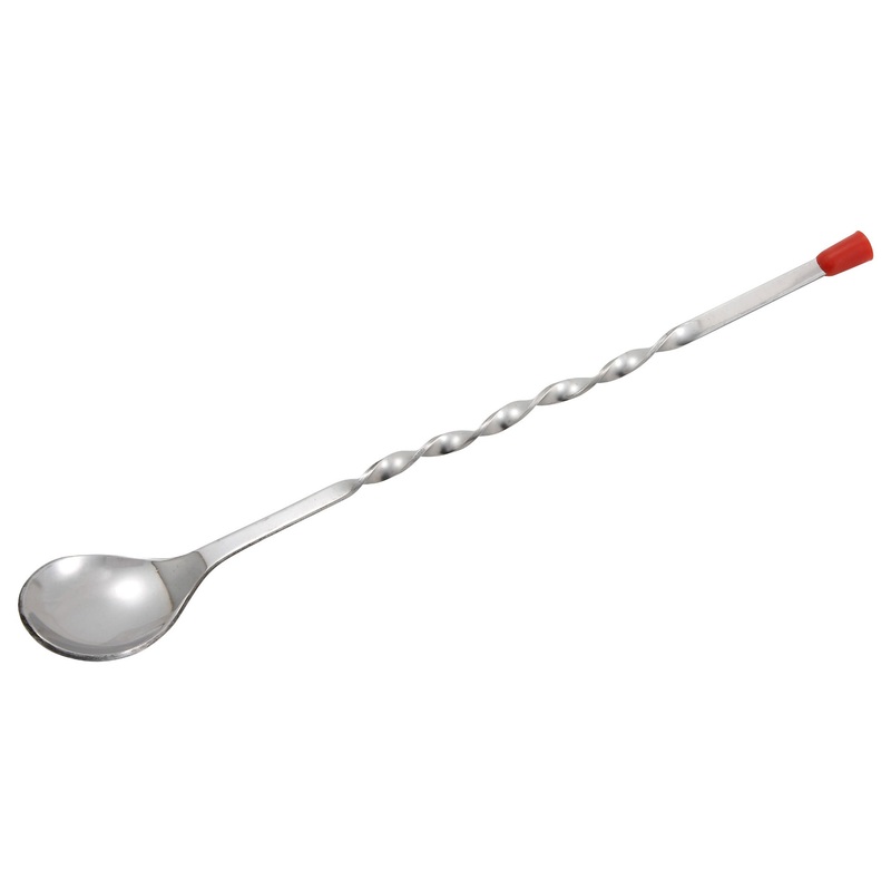 Winco BPS-11 Stainless Steel Twisted Handle Bar Spoon with Red Knob 11" - 24/Case