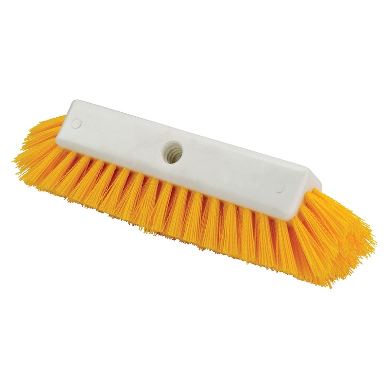 Winco BRF-12Y Multi-Surface Floor Scrub Brush Head with Yellow Poly Bristles 12" - 12/Case