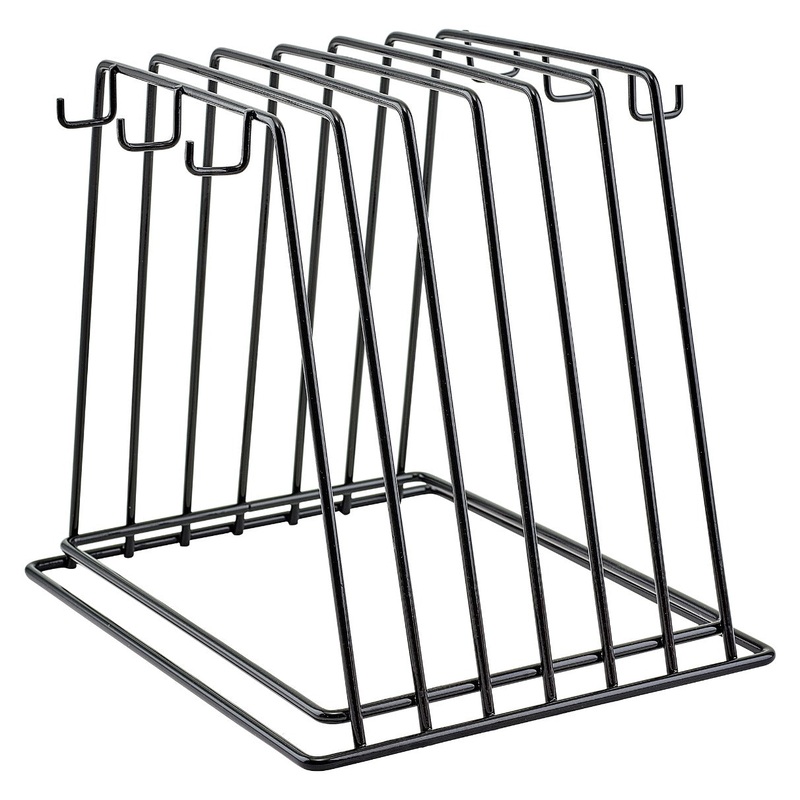 Winco CB-6K Vinyl Coated Wire 6-Slot Cutting Board Rack with Hooks
