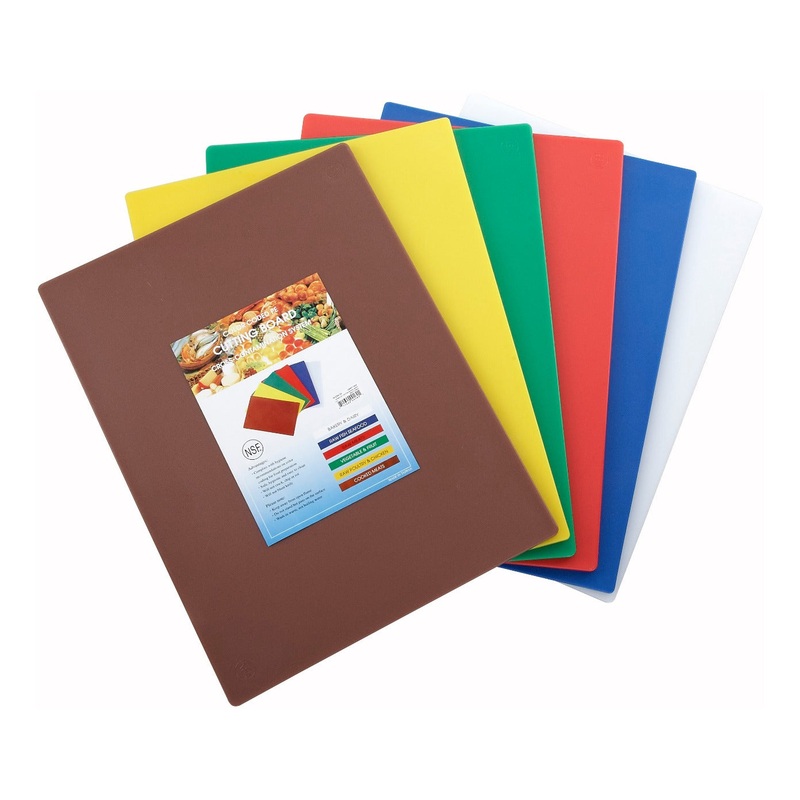 Winco CBST-1824 6-Piece Polyethylene HACCP Color-Coded Cutting Board Set 18" x 24" x 1/2" - Asstd Colors