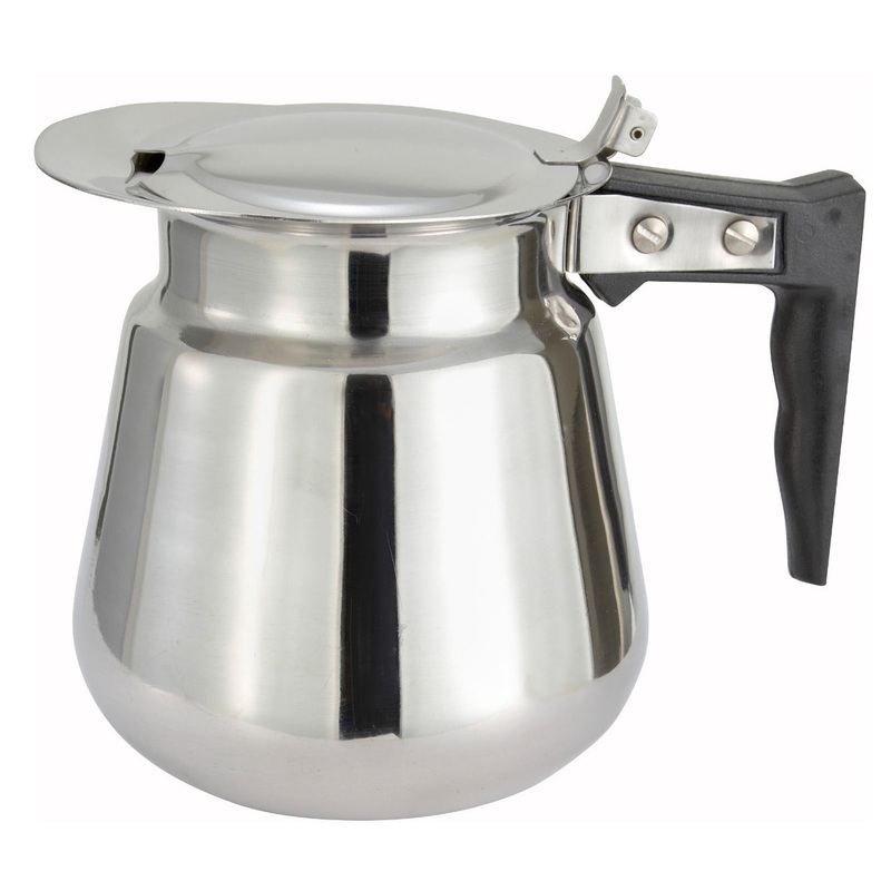 Winco CD-64 Stainless Steel Coffee Server / Decanter with Cover & Handle 64 oz. - 12/Case