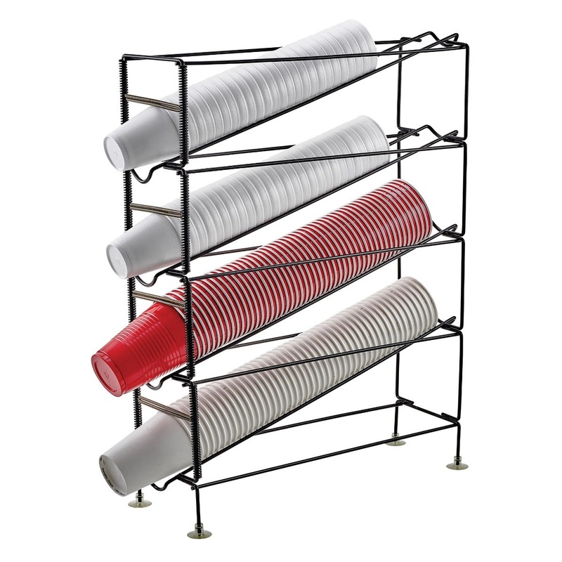 Winco CDR-4 Steel Wire 4-Tier One-At-A-Time Cup Dispensing Rack - For Cups with 3-1/8" to 4" dia. Rims - 2/Case