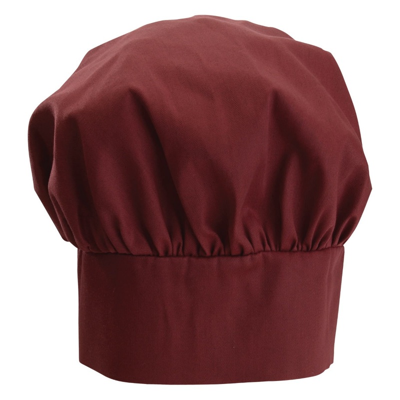 Winco CH-13BG Signature Chef Poly/Cotton Adjustable Chef Hat with Velcro Closure 13"H - Burgundy