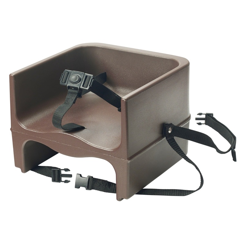 Winco CHB-1P Plastic Single-Sided Booster Seat with 3-Way Safety Strap 13"L x 13"W x 10-1/2"H - Brown
