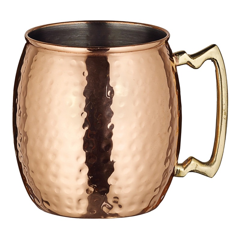Winco CMM-20H Hammered Copper Moscow Mule Mug with Brass Handle 20 oz. - 12/Case