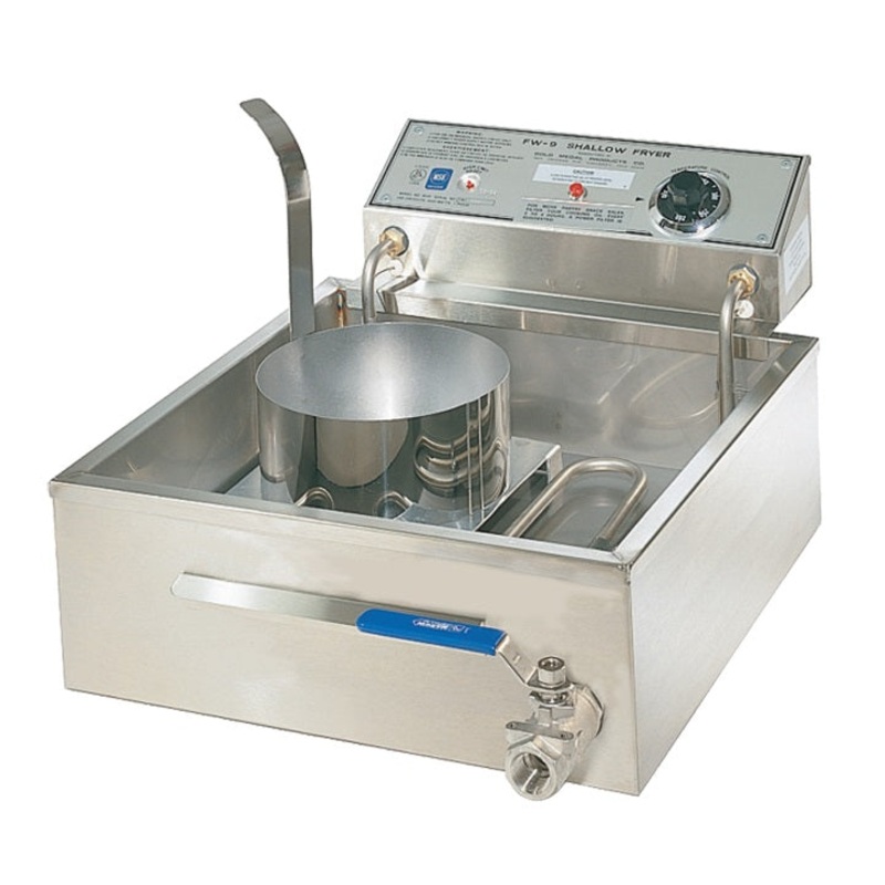 Gold Medal 8051D FW-9 Electric Shallow Funnel Cake Fryer with Drain - (1) 20 lbs. Vat with (4-6) Cake Capacity - 120v