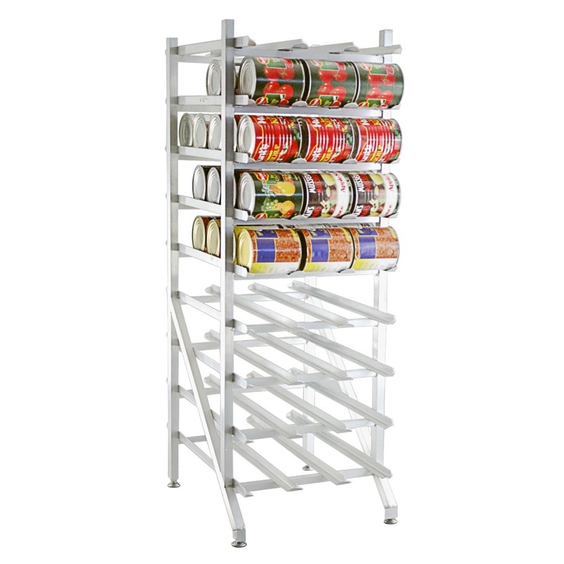 New Age 1250 Aluminum Full-Size Stationary Can Rack - Holds (162) #10 Cans or (216) #5 Cans