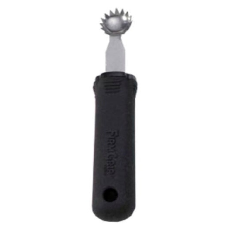 TableCraft E5607 FirmGrip Stainless Steel Tomato Stem Corer with Black Ergonomic Soft Grip Handle - 12/Case