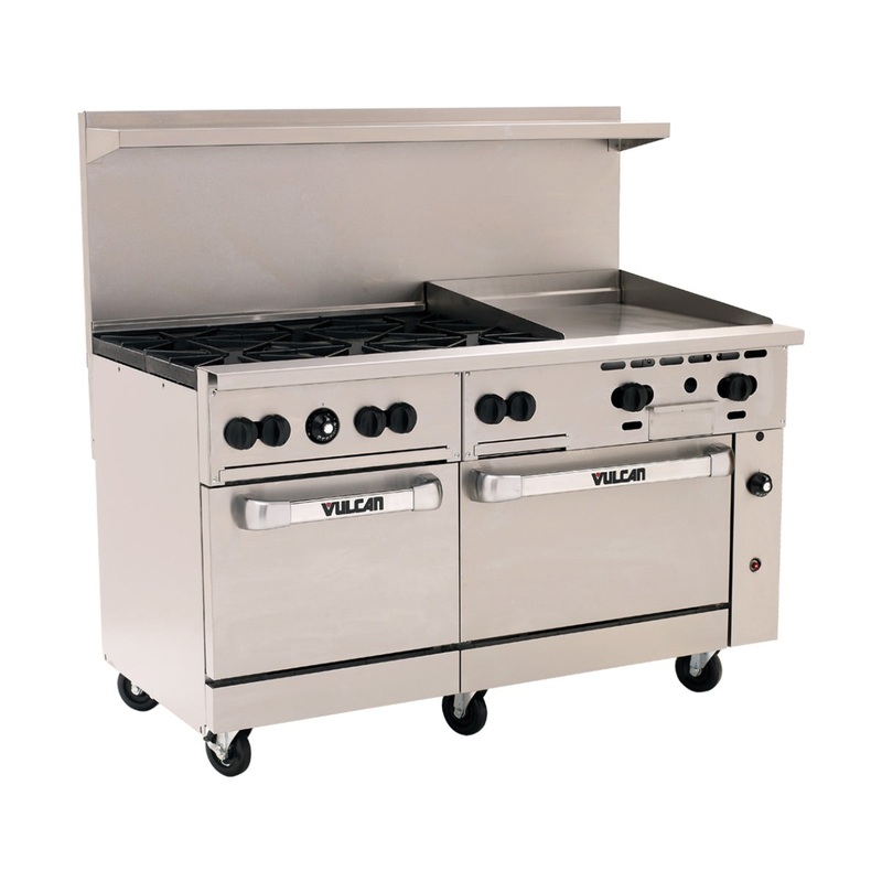 Vulcan 60SS-6B24G 60" 6 Burner Gas Range w/ Griddle & (2) Standard Ovens, Liquid Propane