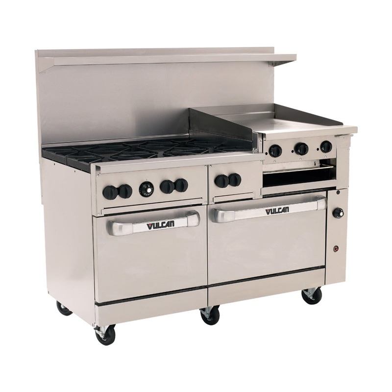 Vulcan 60SS-6B24GB 60" 6 Burner Gas Range w/ Griddle/Broiler & (2) Standard Ovens, Natural Gas