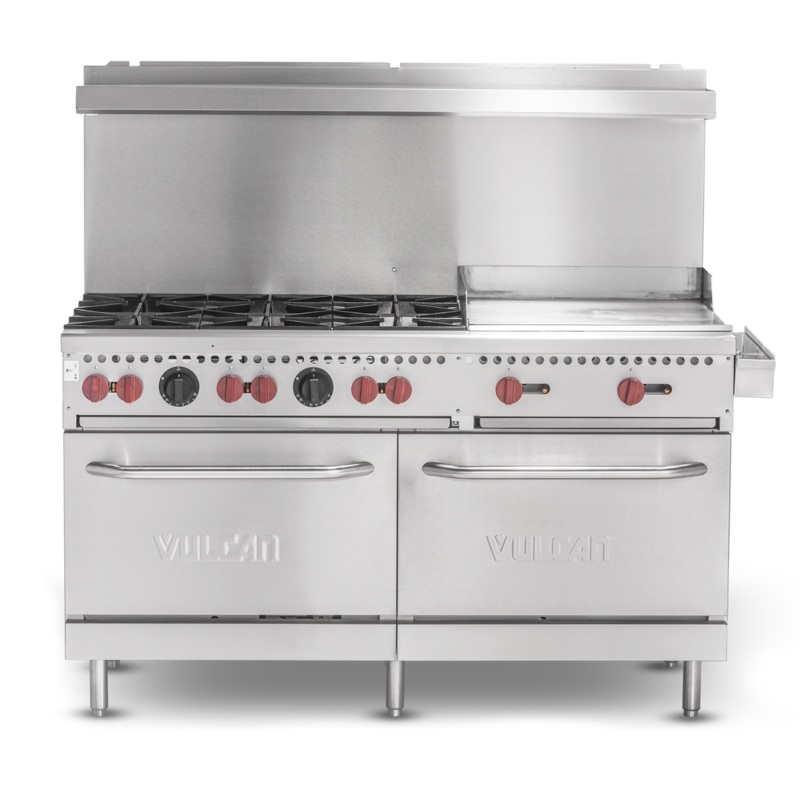 Vulcan SX60F-6B24G 60" 6 Burner Gas Range w/ Griddle & (2) Standard Ovens, Liquid Propane