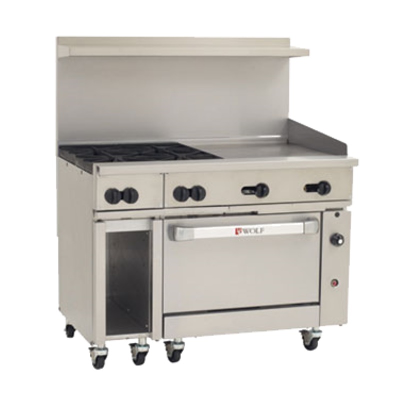 Wolf C48C-4B24GT 48" 4 Burner Gas Range w/ Griddle & Convection Oven, Liquid Propane