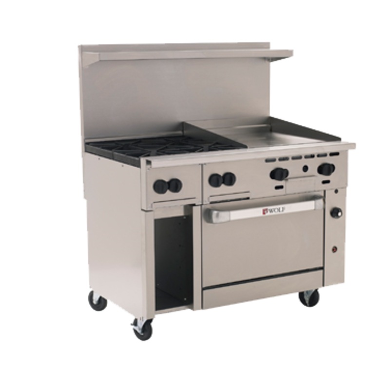 Wolf C48S-4B24GT 48" 4 Burner Gas Range w/ Griddle & Standard Oven, Natural Gas