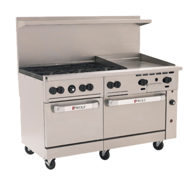 Wolf C60SS-6B24G 60" 6 Burner Gas Range w/ Griddle & (2) Standard Ovens, Natural Gas
