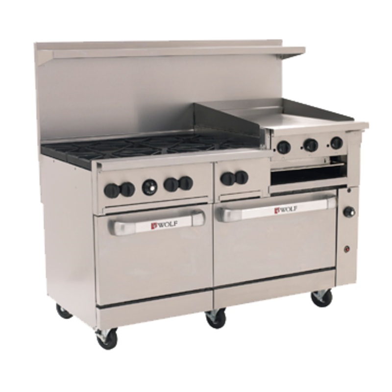 Wolf C60SS-6B24GB 60" 6 Burner Gas Range w/ Griddle & (2) Standard Ovens, Natural Gas