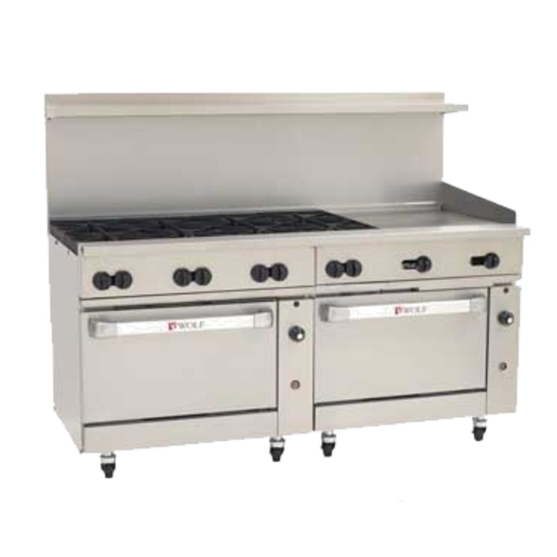 Wolf C72SS-8B24G 72" 8 Burner Gas Range w/ Griddle & (2) Standard Ovens, Natural Gas