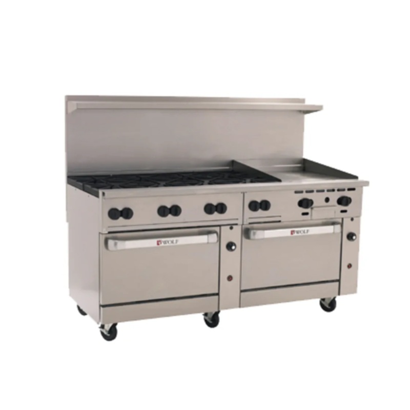 Wolf C72SS-8B24GT 72" 8 Burner Gas Range w/ Griddle & (2) Standard Ovens, Natural Gas