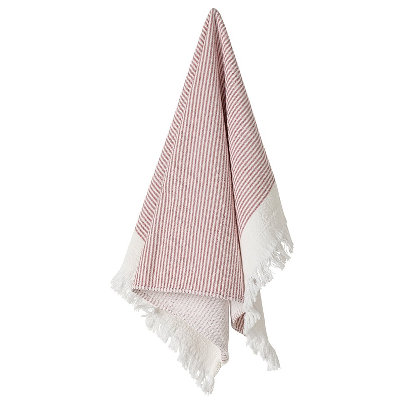Costa Nova Terry Stripes Kitchen Towel White & Red