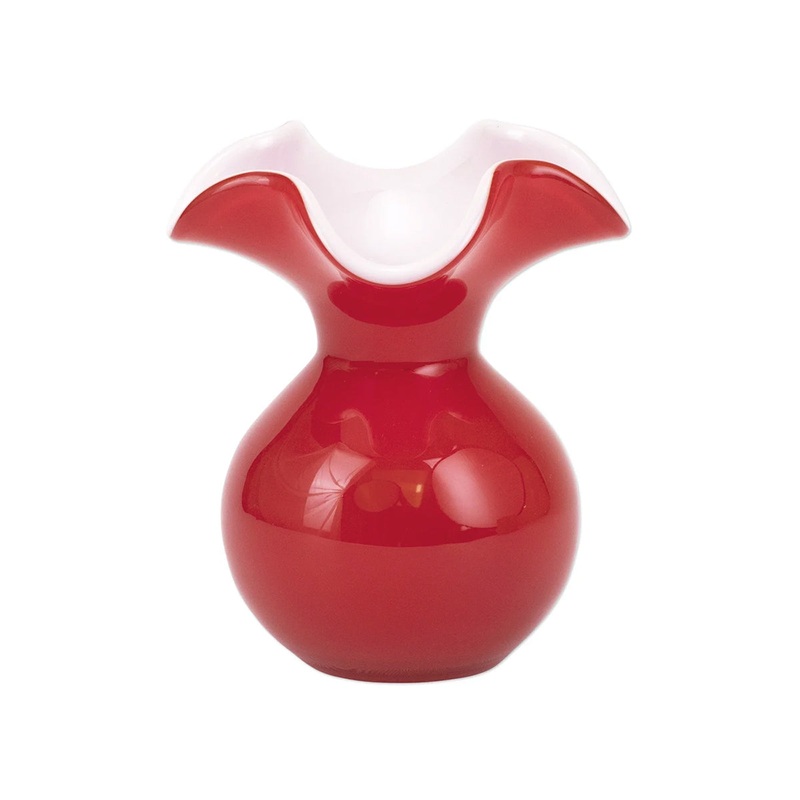 Vietri Hibiscus Glass Red Bud Vase