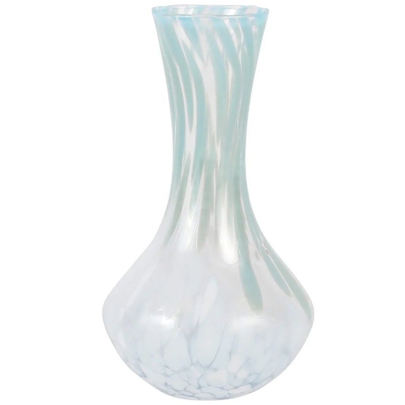 Vietri Nuvola Light Blue and White Small Fluted Vase
