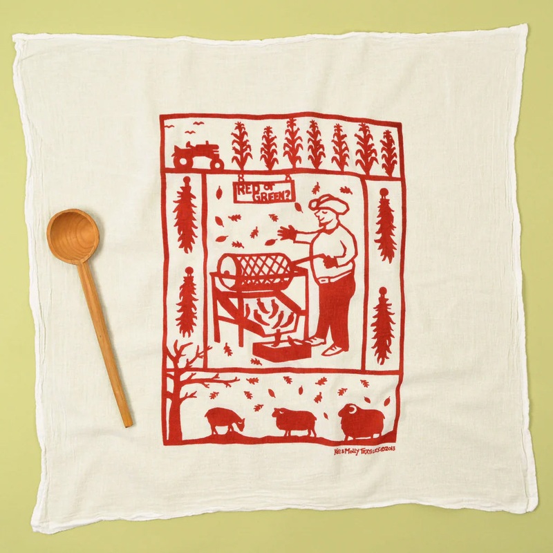 Kei & Molly Flour Sack Dish Towel Red Chile Roaster