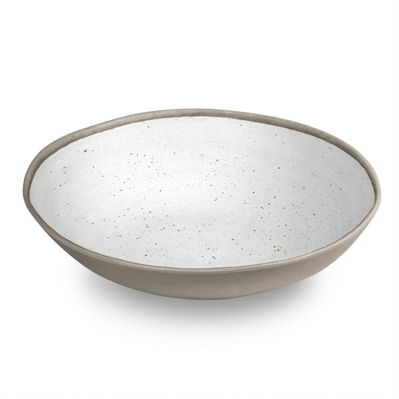 TarHonge Merge Retreat Pottery White Bamboo Serving Bowl